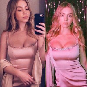 House of CB Camilla Pink Satin Dress As seen on Cassie in Euphoria Medium